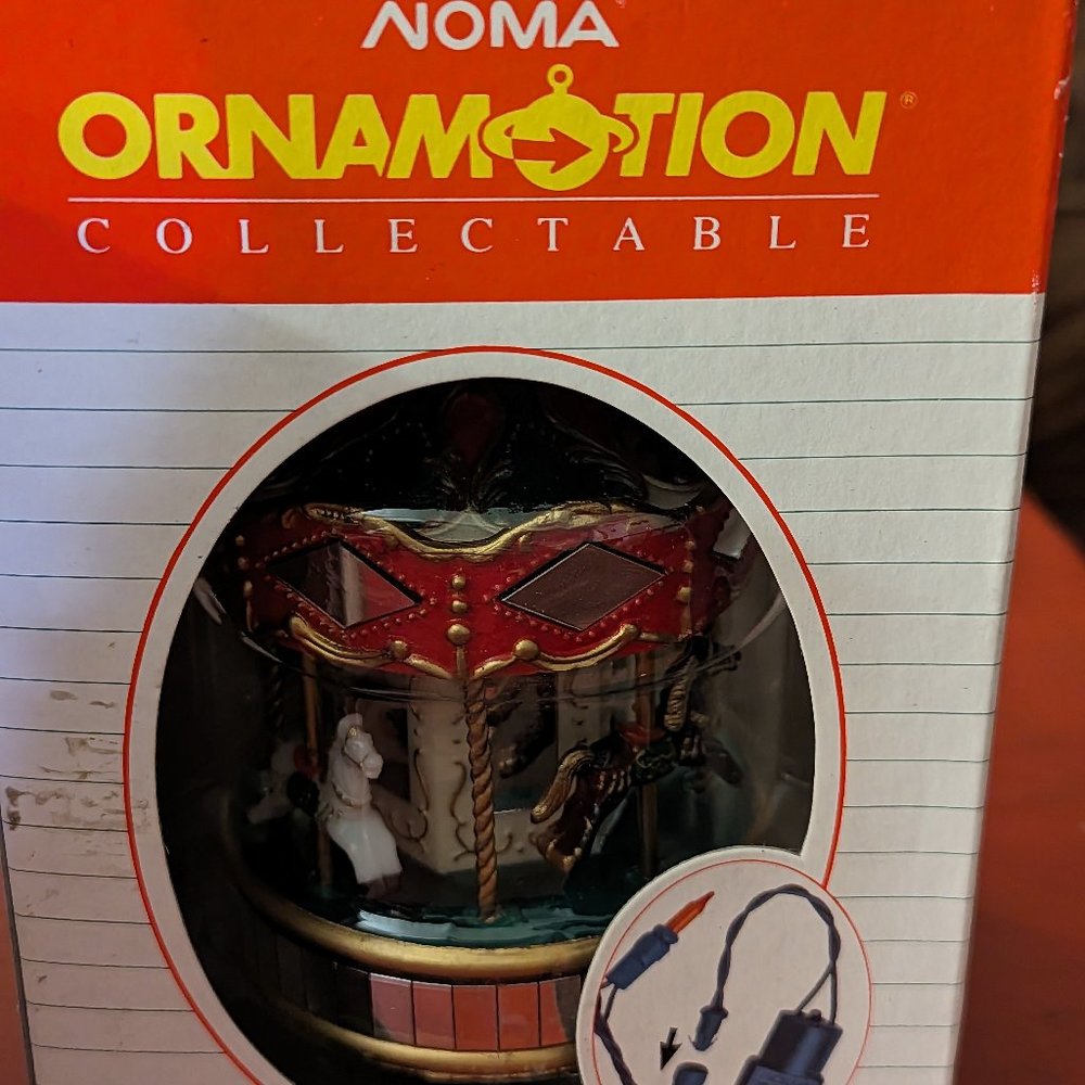 Vintage 80s Noma Collectable Ornamotion Merry Christmas Ornaments